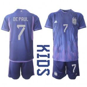 Argentina Rodrigo de Paul #7 babykläder Bortatröja barn VM 2022 Korta ärmar (+ Korta byxor)